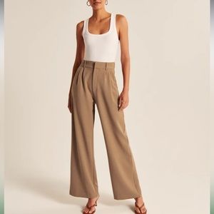 Abercrombie & Fitch tan wide leg tailored pant L